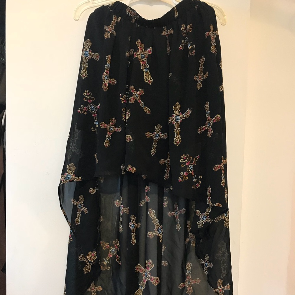 High low cross skirt